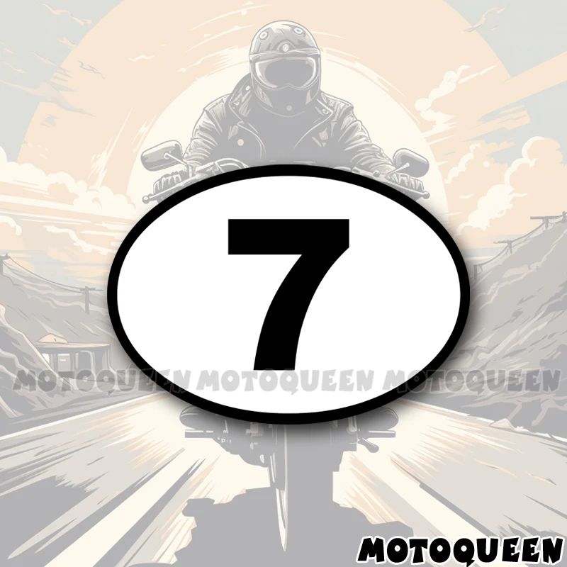 

Cafe Racer Number 123456789 Vintage Motorcycle Decal Oval Fuel Tank Pad Side Cover Box Helmet Stickers For Motorbike Auto Car