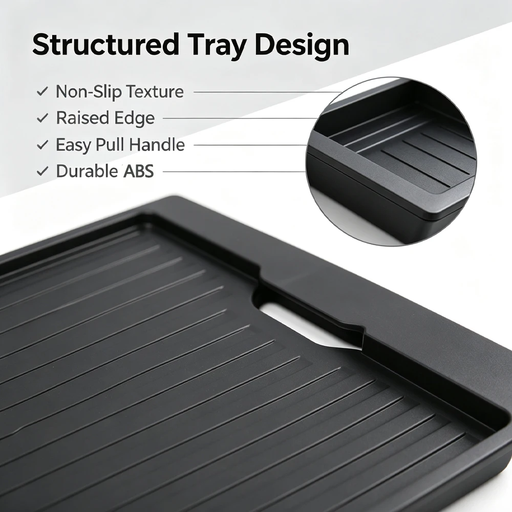 TPE Under Seat Storage Box For Tesla Model Y Juniper 2025 2026 Front Passenger Seat Hidden Storage Tray With Cover Car Accessory
