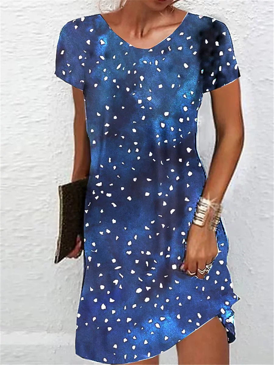 

Модные женские мини-платья в горошек и принте тай-дай с коротким рукавом и 3d принтом, градиентное уличное женское платье 3XL, повседневное платье больших размеров