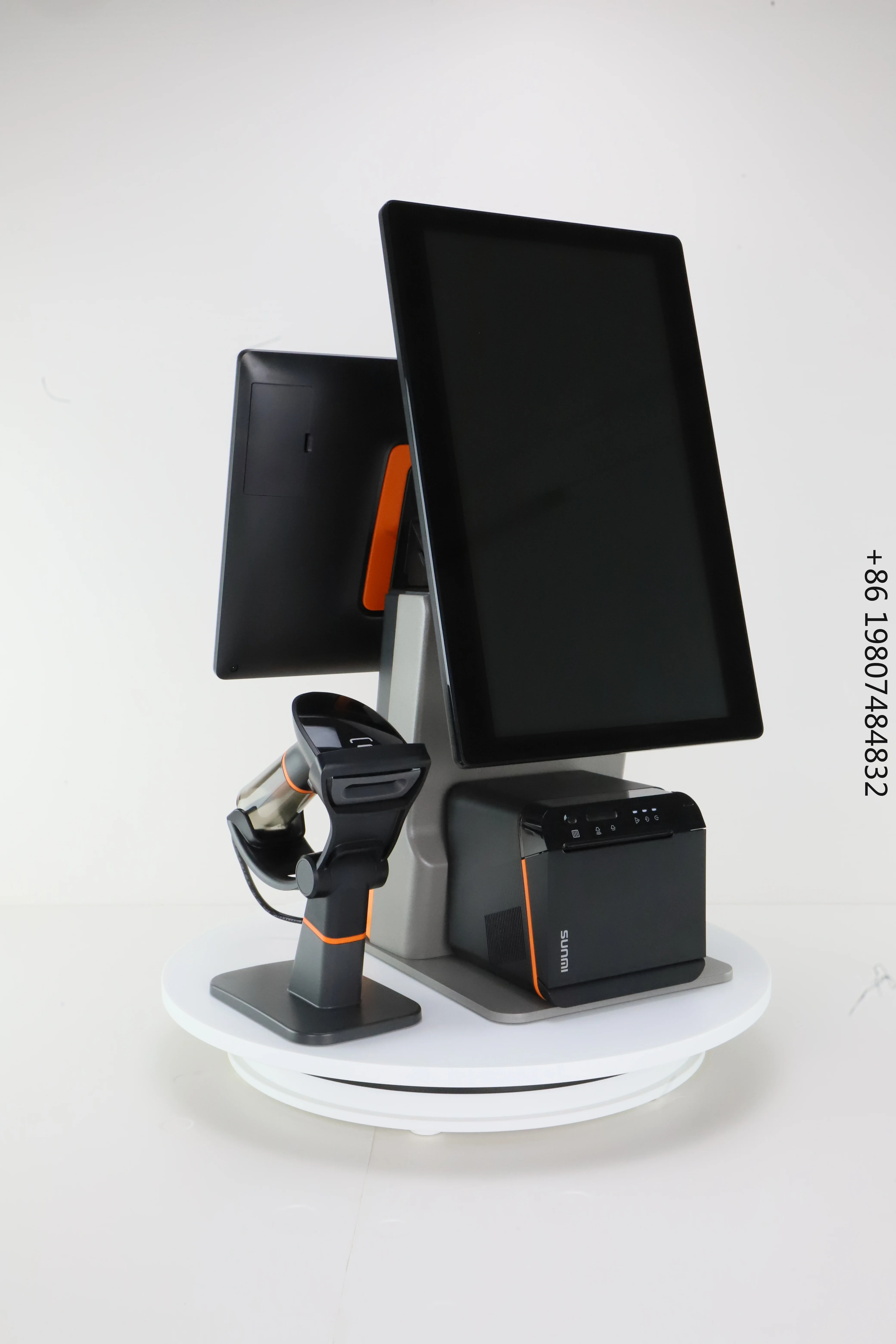 Dual Screen Windows POS for Aliexpress, All-in-One 58mm Thermal Printer Scanner Aluminum Capacitive Touch
