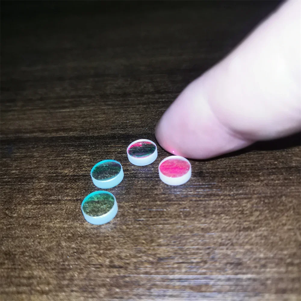 12pcs Defective Double Convex Lens Diameter 6.5mm Coating Red Film Optical Glass Prism Science Research Prisms Decoration Lenses