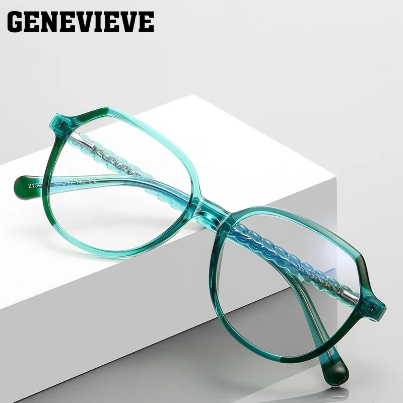 GENEVIEVE Simple Clear Fashion Round Progressive Multifocal Photochromic Customizable Prescription Glasses Women Blue Light 2139
