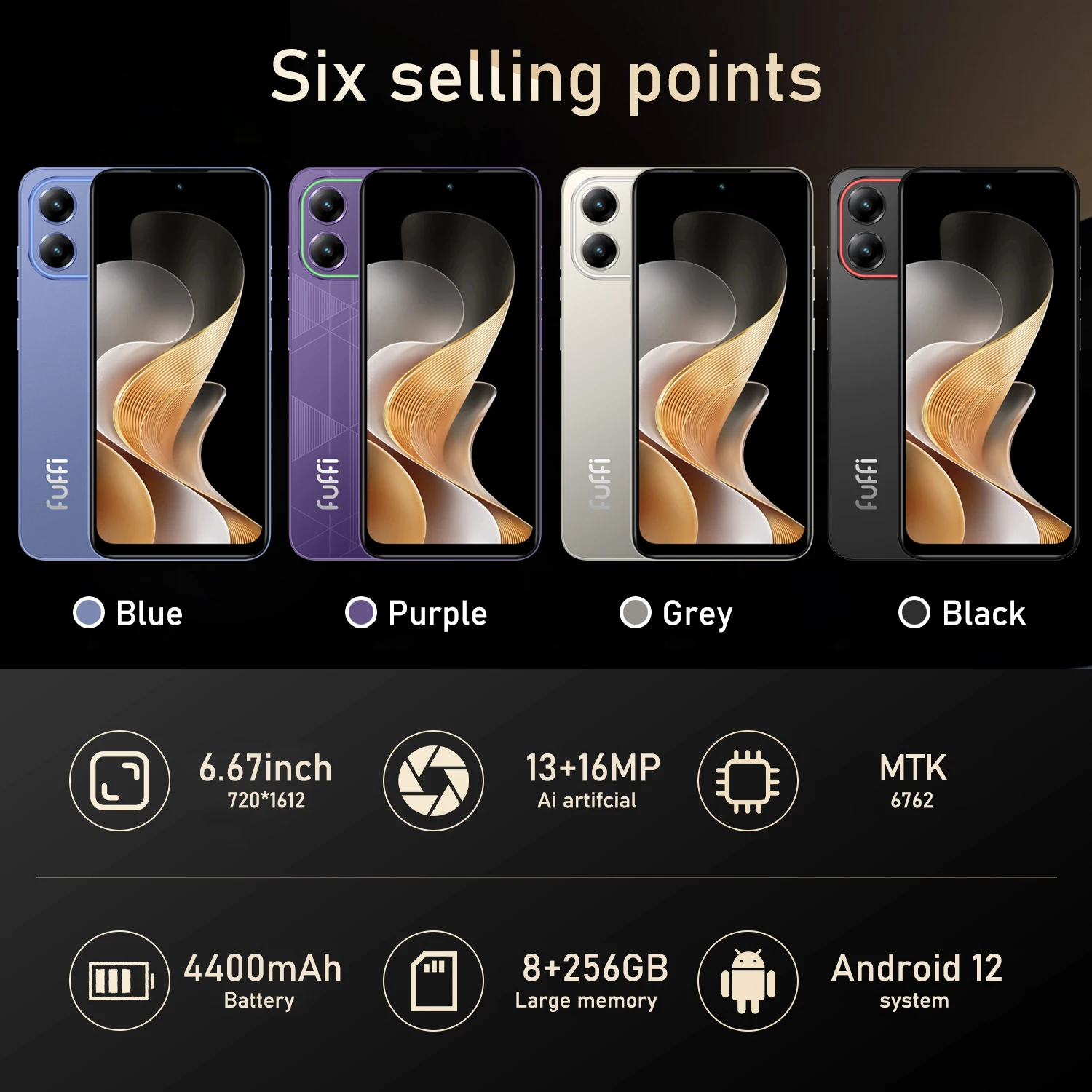 هواتف محمولة بتأثير إضاءة RGB هواتف ذكية غير مقفلة أندرويد 12 شاشة 6.67 بوصة، 8 + 256 جيجابايت 13 + 16 ميجابكسل 4400 مللي أمبير في الساعة لمتجر Google Play