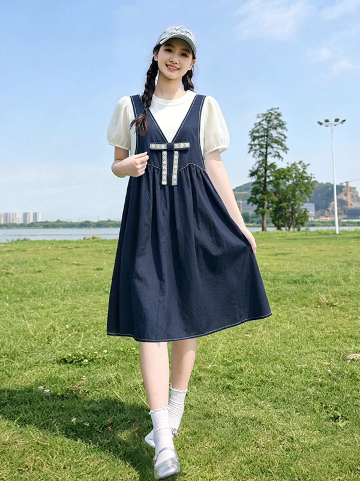 Vestido Estilo Princesa para Meninas, Nova Chegada de Verão, Vestido Bonito para Alunas do Ensino Fundamental e Médio, Vestid...