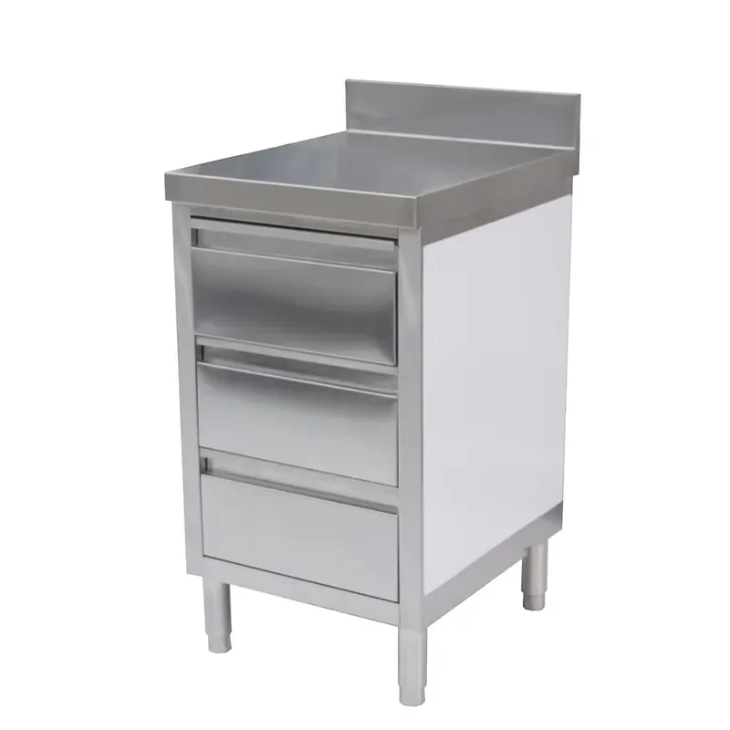 Stainless Steel Kitchen Storage Cabinet with Drawers Upstand Commercial Catering Equipment Bakery Equipment