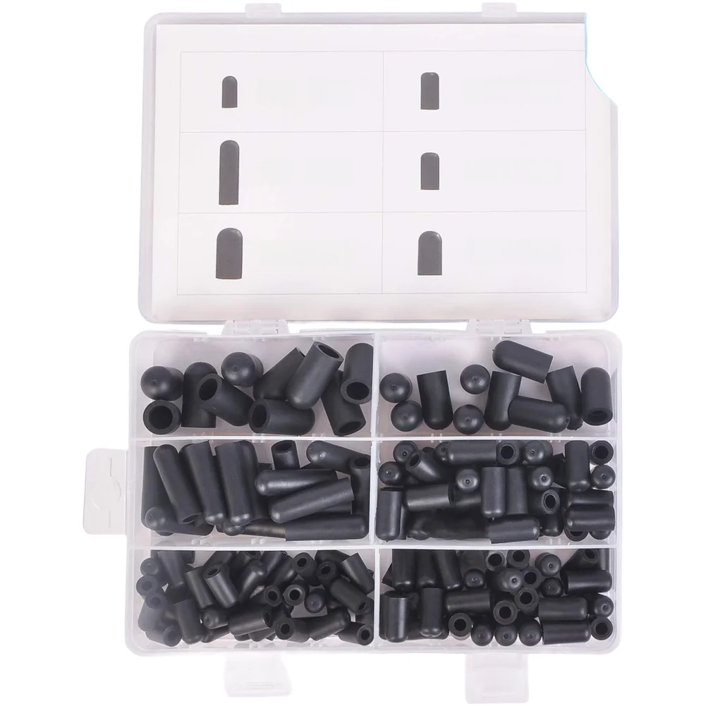 80/100/160pcs Car Carburetor Dust Cap Valve Cap Black Rubber Vacuum Dust Covers For Car Carburetor Valve Assorted Sizes