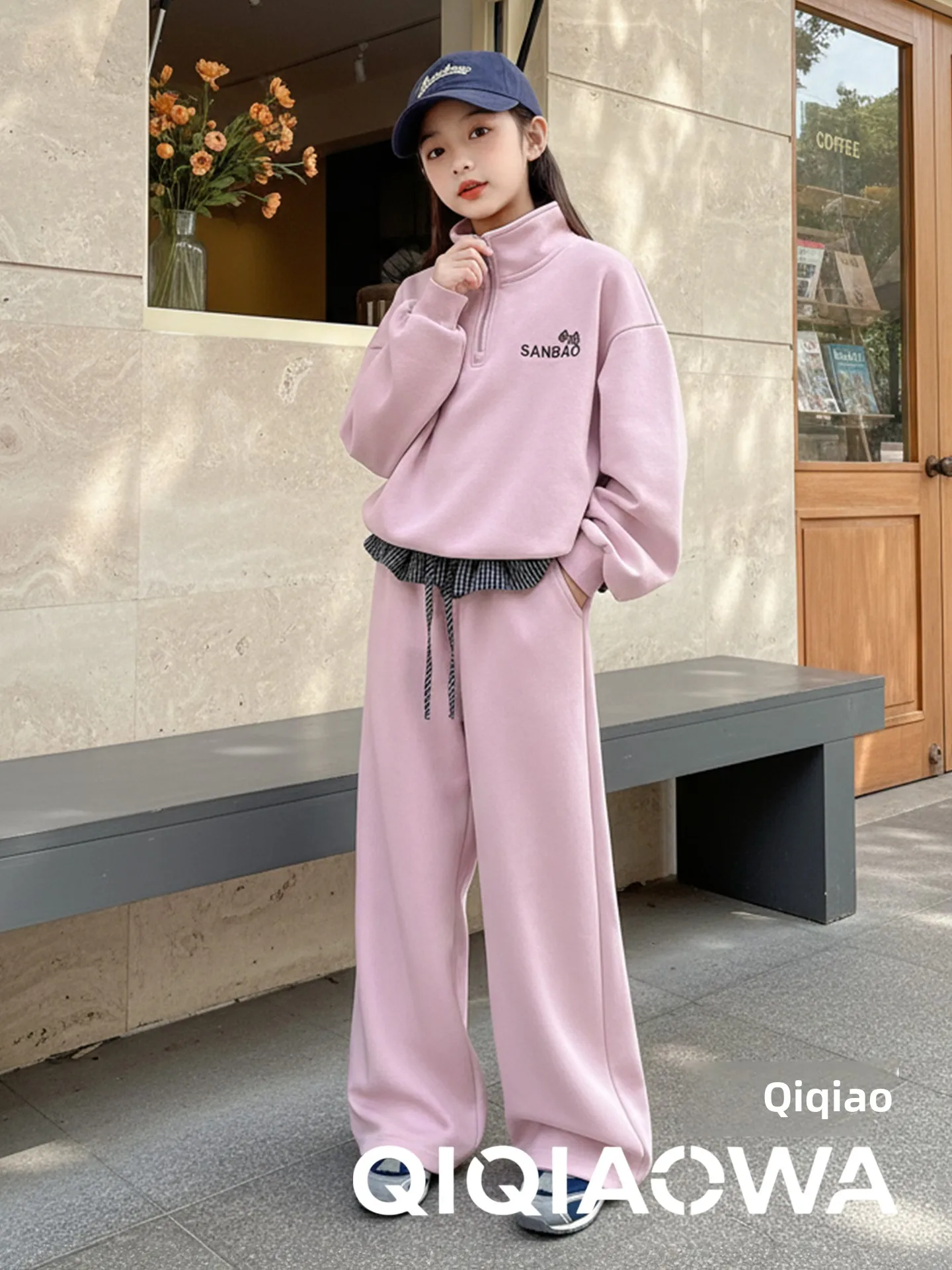 spring-autumn-plaid-sports-pants-and-sweatirt-set-for-girls-big-kids-casual-sle-2026-new-arrival-f-zipper-design