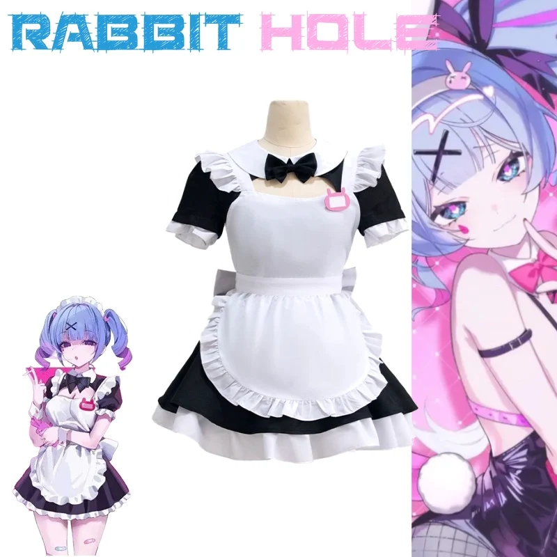 Rabbit Hole Mikuu Sexy Maid Dress With Colorful Hair As Song'lyrical "Love,bluh bluh bluh..." Cosplay Costume Anime Full Set2025