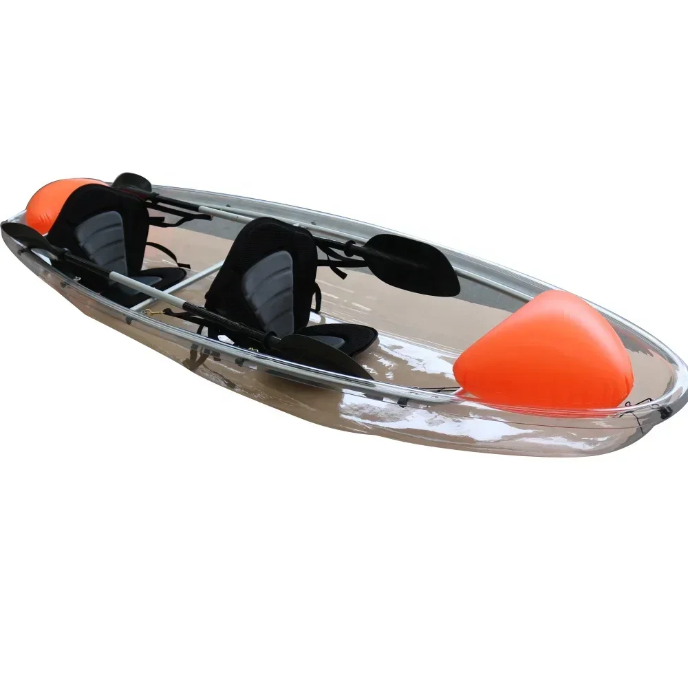 

A Double Seat Ocean Crystal Bottom 11 FT Transparent Kayak Clear Fishing Canoe 2 Person PC Material