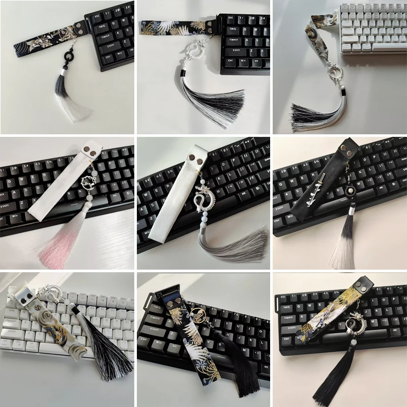 Chinese Retro Style Keyboard Ribbon with Tassel Accessories Creative Design Personalized Multiple Keyboard Replacement DIY Gifts