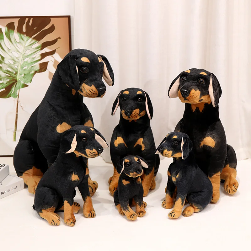 Imitation Rottweiler Plush Toys Cartoon Artificial Dog Stuffed Dolls Holiday Birthday Gift Homedecor Plush Pillow