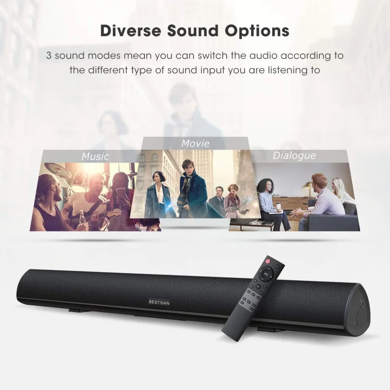 Powerful TV Soundbar Wired 100W Bluetooth Speaker Stereo Home Cinema Sound System with Remote Control Music Center Sound Bar