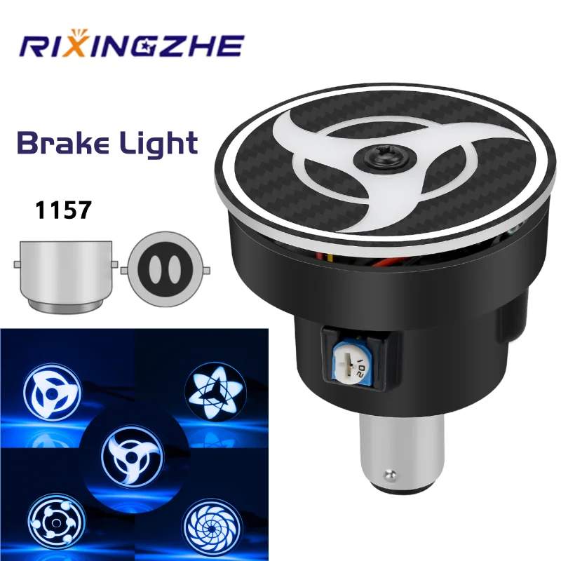 

1Pc Anime Theme LED Motorcycle Brake Light Hokage Wheel Eyes Rotating Flashing Moto Modified Integrated Taillights Red Blue