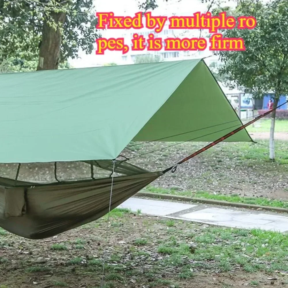 260x140cm Outdoor Camping Hammock Mosquito Proof Waterproof  Sunshade Hammock with Waterproof Rain Fly Canopy Portable Hammock image 5