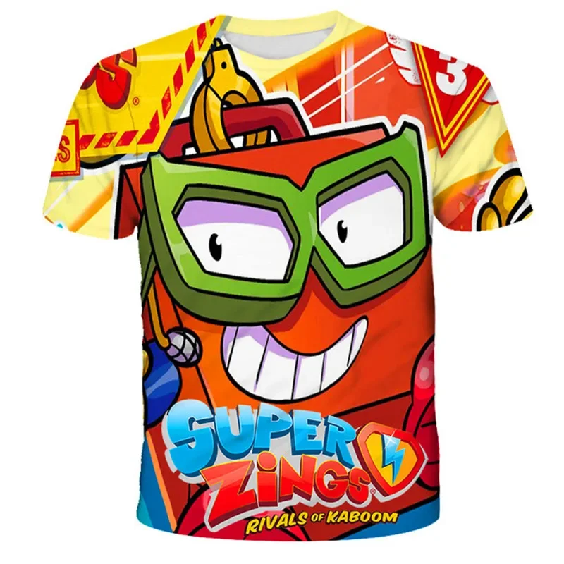 Boys Girls Super Zings Print Tees Tops Costumes New Summer 2023 Children\'s T-shirts Clothing Kids Cartoon Casual O-Neck T Shirts