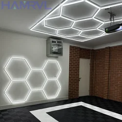 Garage Light Hexagon LED Lighting for Car Tire Parts Store Details 4S Demo Gym Warehouse Ceiling Honeycomb Tube Lamp 110-240V
