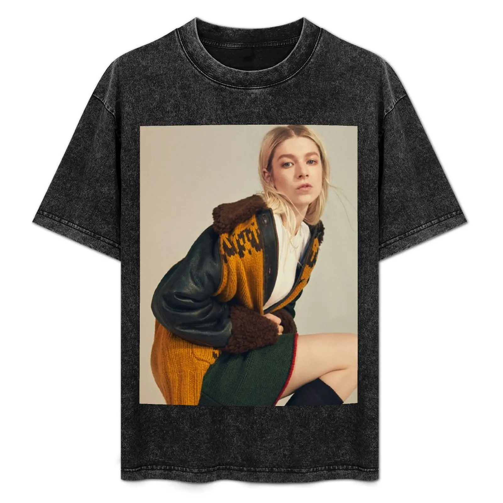 T-shirt Hunter Schafer Jules Vaughn Euphoria, simple, couleur unie, col rond