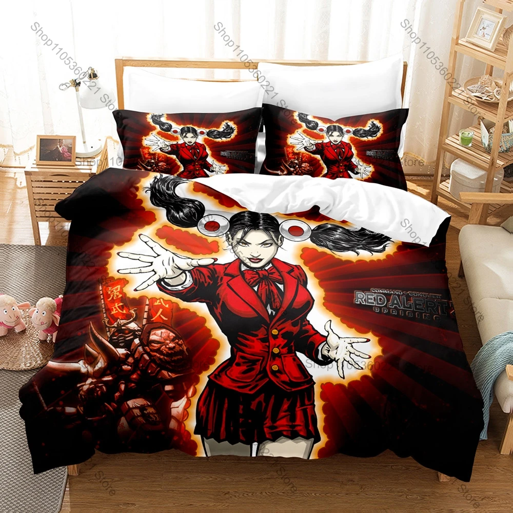 Housse de couette imprimée Cool Command And Conquer 3 Tiberium Wars GDI NOD Tank + 2 taies d'oreiller, ensemble de literie 3 pièces pour les fans de jeux