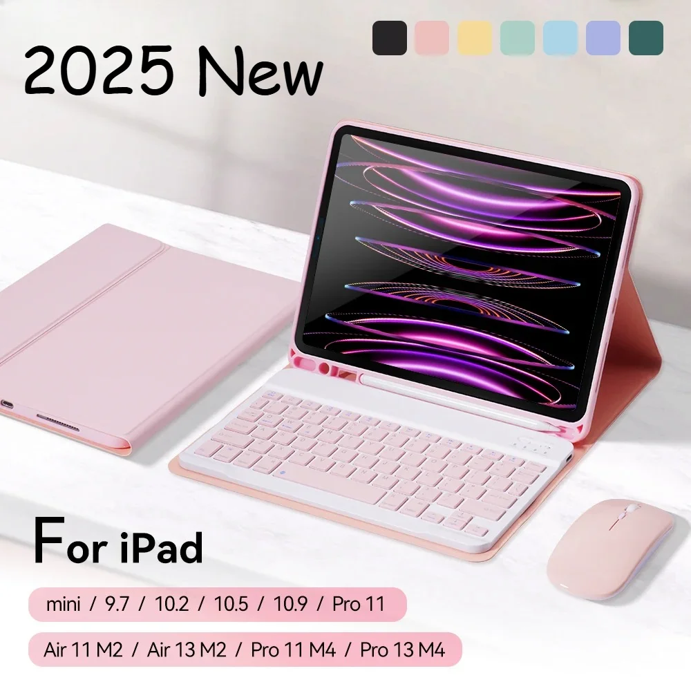 

NEW 2025 for IPad Case A16 11th Air M2 M3 Pro 11inch M5 M4 10.2" 9/8/7th 10/11th 9.7 Air 3 2 Bluetooth Keyboard and Mouse Cover