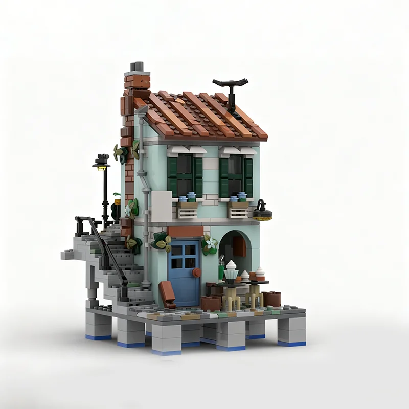 630pcs MOC Little Bakery Riviera Extension Modular Streetscape Model Building Blocks Toys Architecture Christmas Gifts Kids Idea