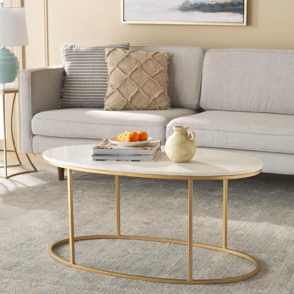 

Home Collection Tage White/Gold Marble Coffee Table (Fully Assembled)