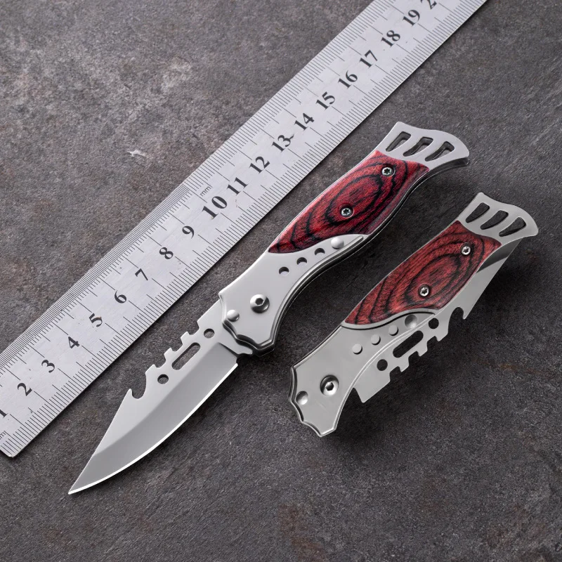 Portable Outdoor Camping Folding Knife, Mini Compact Pocket Folding Knife, Stainless Steel Self-Defense Survival EDC Knife