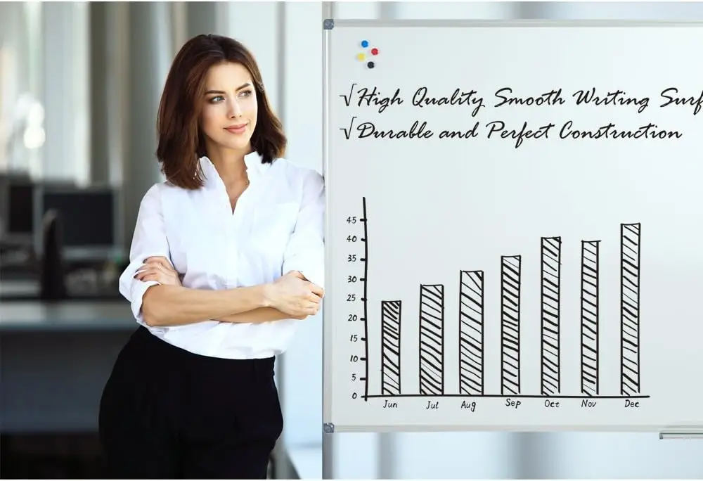 48x36 Inch Magnetic Whiteboard with Aluminum Frame, Includes Marker Tray, 3 Markers, and 8 Magnets for Office or Home Use