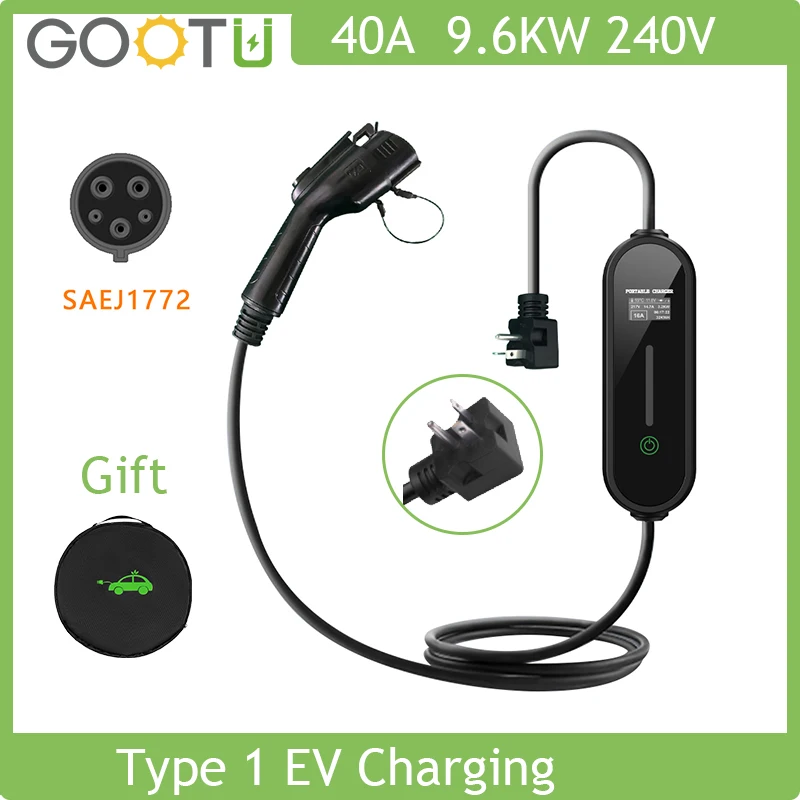 

EV Charger 3.5KW Level 2 16A 240V EVSE Charging Cable Type1 SAE J1772 US Plug For Electric Car Controller Wallbox