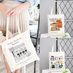 Stars Hollow Books Tote Bag T Womens Designer Tote Bags borsa per la spesa riutilizzabile in lino per borse a tracolla per signora Shopper