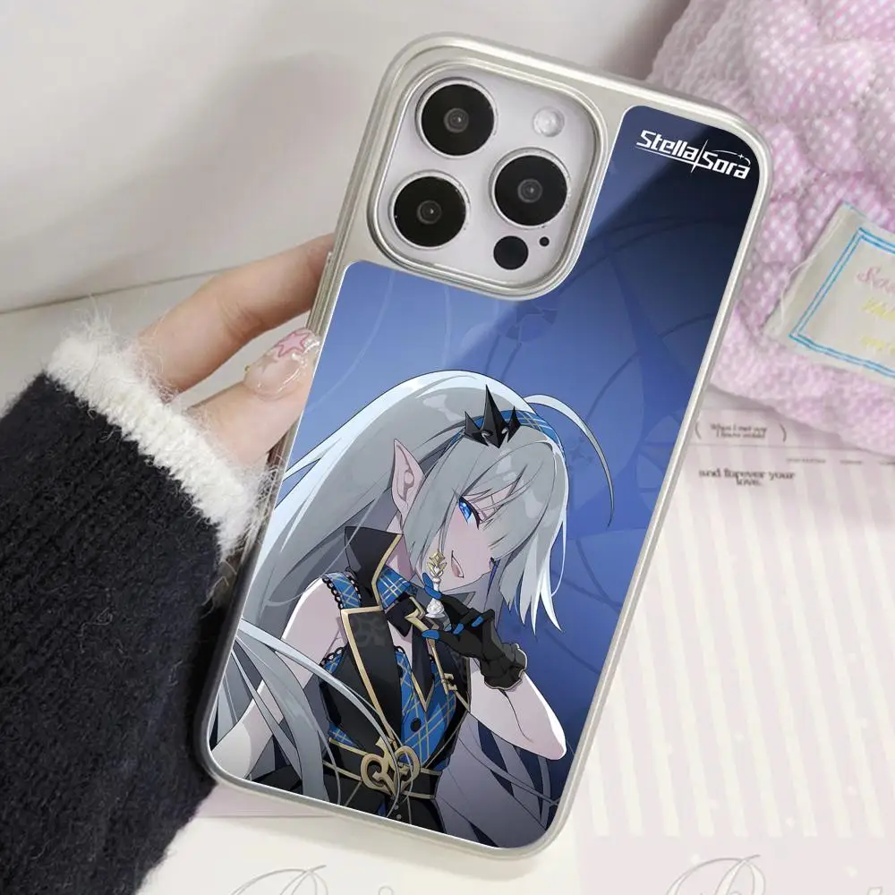 

Stella Sora Phone Case for iPhone 17 16 15 14 13 12 11 Air Pro Max Plus Electroplated Silver Cover
