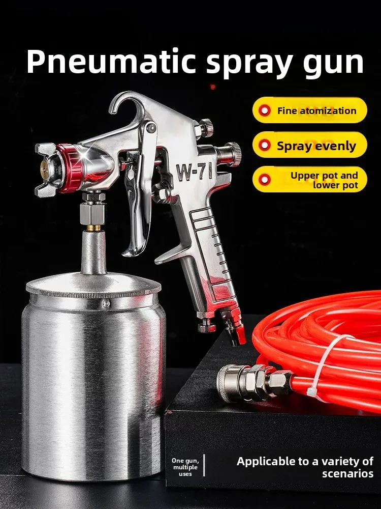 Adjustable Air Paint Sprayer Gun for Car Painting, Multi-size Nozzles, Upper & Lower Pot Paint Cup for Furniture & DIY Projects