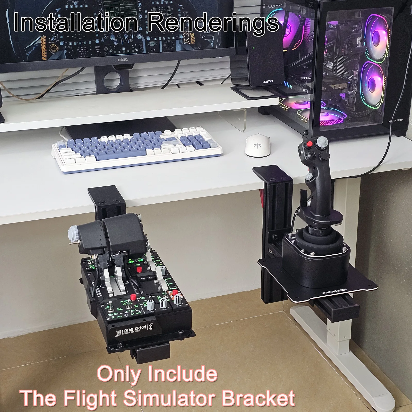 Flugsimulator Joystick THROTTLE STICK Desktop-Montagehalterung für Logitech X56 X55 X52 Thrustmaster T16000M TCA VKB WINWING – Detail 23