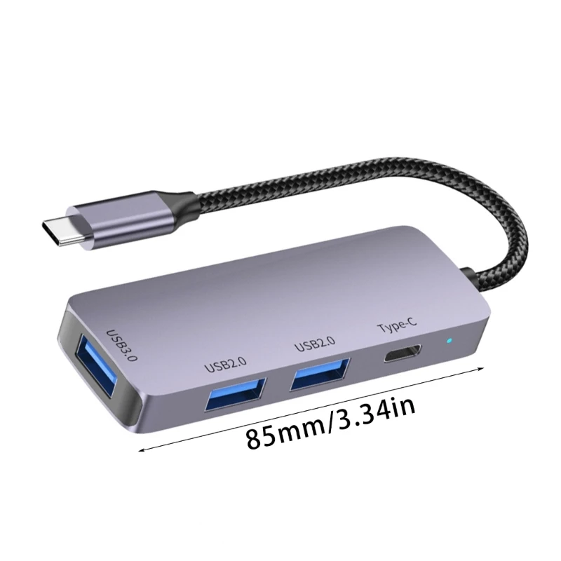 Convenient Type C Hub Adapter with USB Type C Data Transfer, and PD 100W Charging for PC Laptop