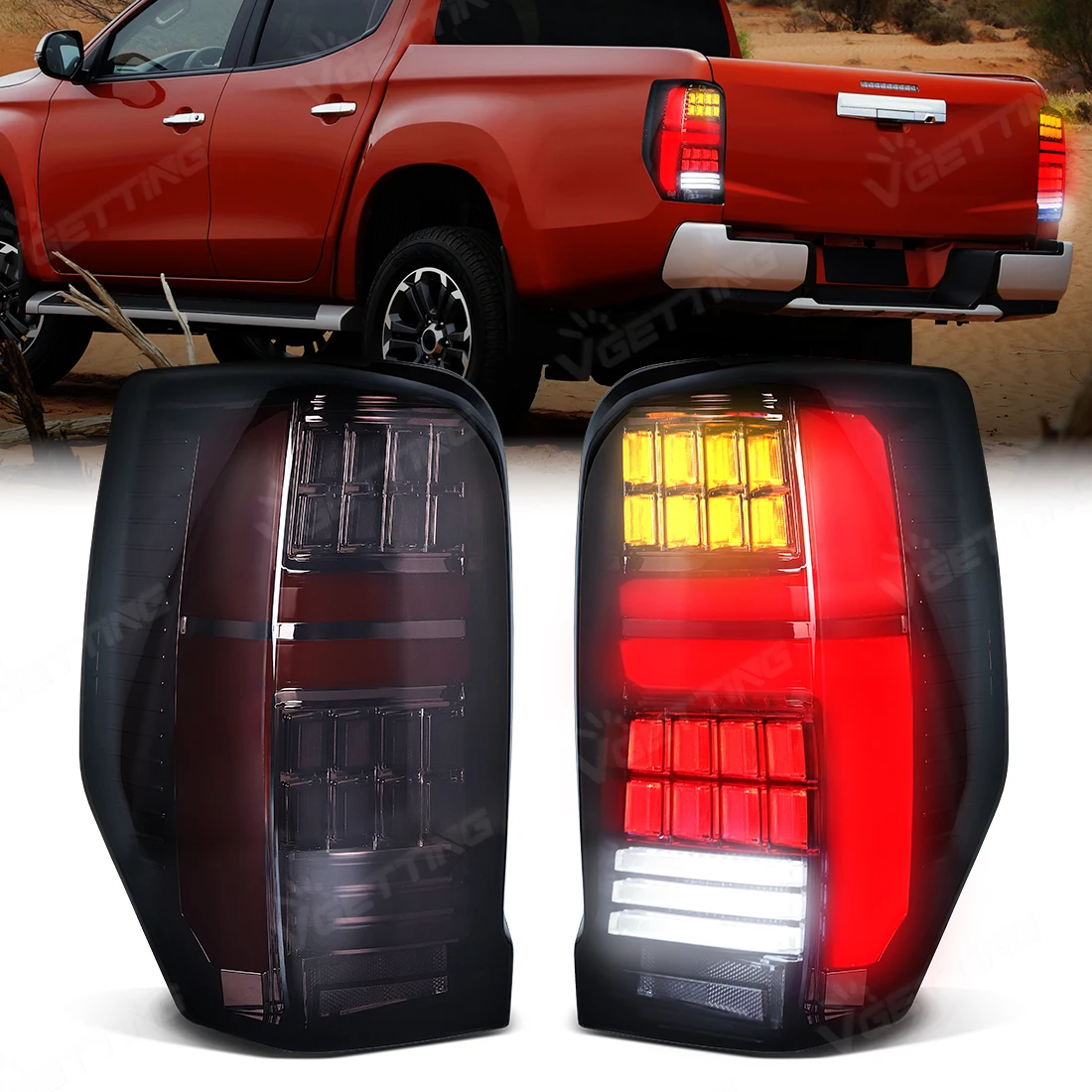 

For Mitsubishi Triton L200 2019 2020 2021 2022 Tail Light Assembly Upgrad 4-Function LED Rear Tail Lamp Turn Signal Brake Lamp