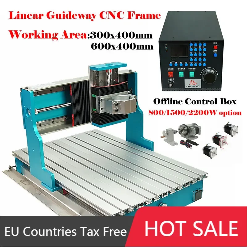 DIY Mini CNC Frame 3040L 6040L Linear Guideway 4 Axis with 2200W Offline Controller Box Stepper Motors for CNC 3040 6040 Router