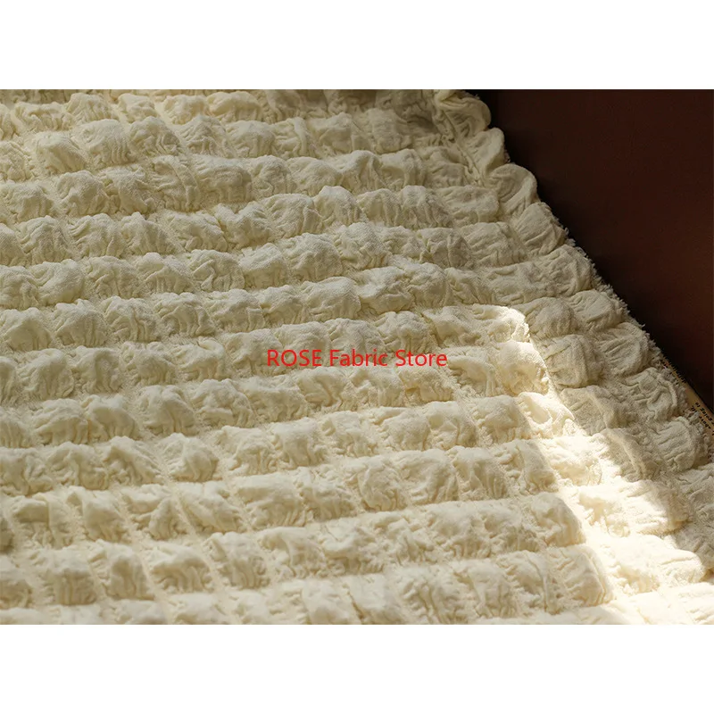 1 meter Embossed Bubble Elastic Jacquard Fabric   3D Embossed Fabric Black White Apricot