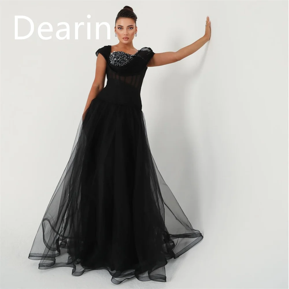 

Customized Saudi Arabia Dearin Asymmetrical A-line Floor Length Skirts Tulle Bespoke Occasion Dresses Formal Gown Evening Prom D