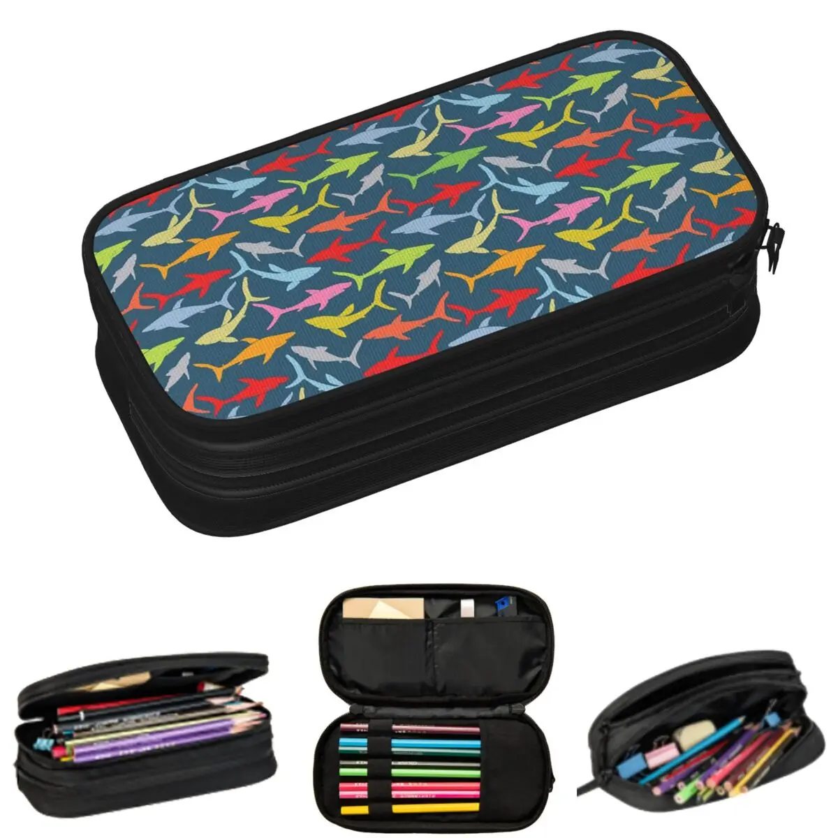 

Colorful Ocean Animal Shark Pattern Pencil Cases for Student Gifts Pen Box Pencil Bag Large Capacity Pencil Pouch