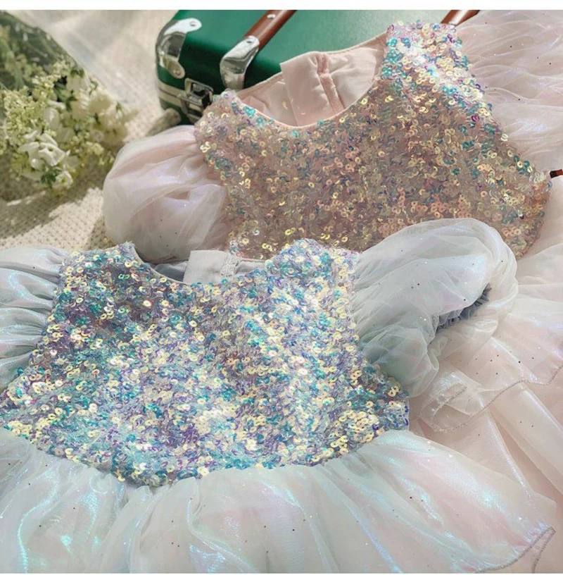 Mädchenkleid Märchen-Rollenspiel Sommer Neues Mesh-Modekleid Kleine Prinzessin Weihnachts-Geburtstagsgeschenk 2-8 Jahre Kinderkleidung – Detail 11