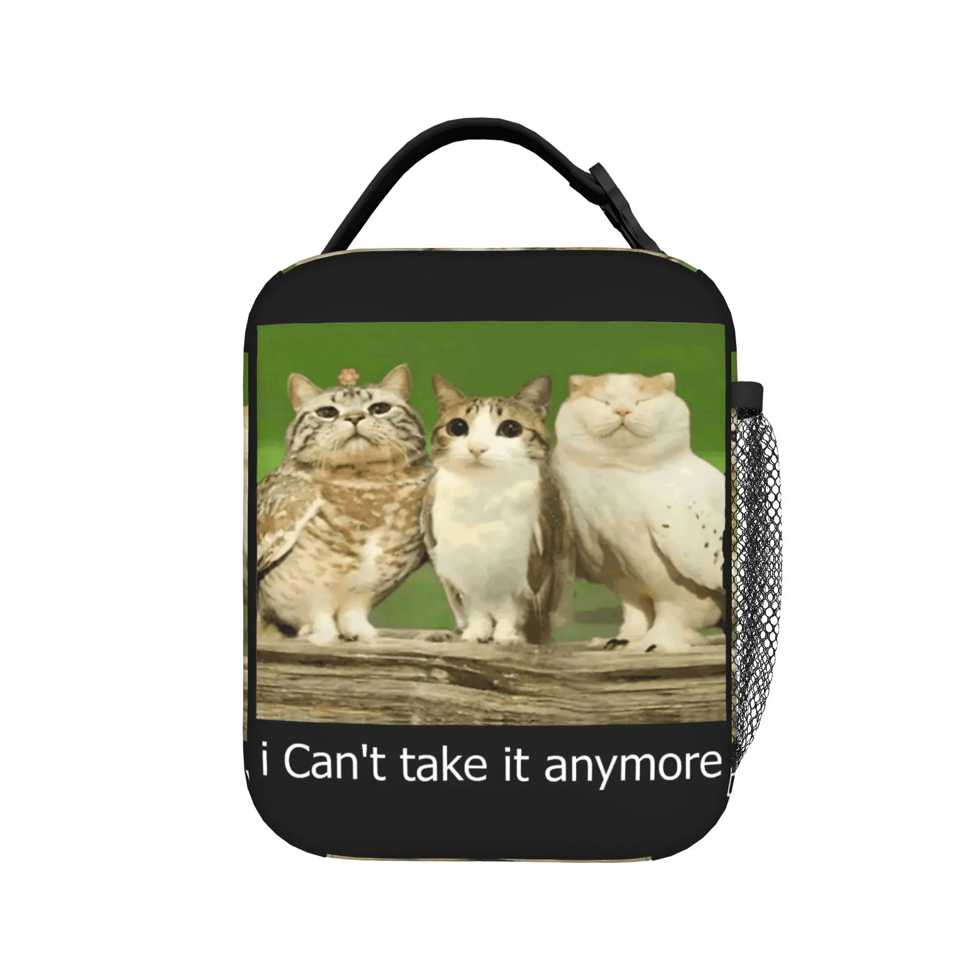 Cat Owl Funny Meowl Cursed Internet Lunch Bag  Casual Lunch Box For Men Portable Cooler Bag Graphic Thermal Tote Handbags