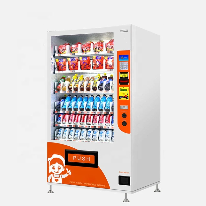 Stable Cooling Snack Beverage Vending Machine 110V for Worker Dormitory Support Multi‑denomination Coin Recognition
