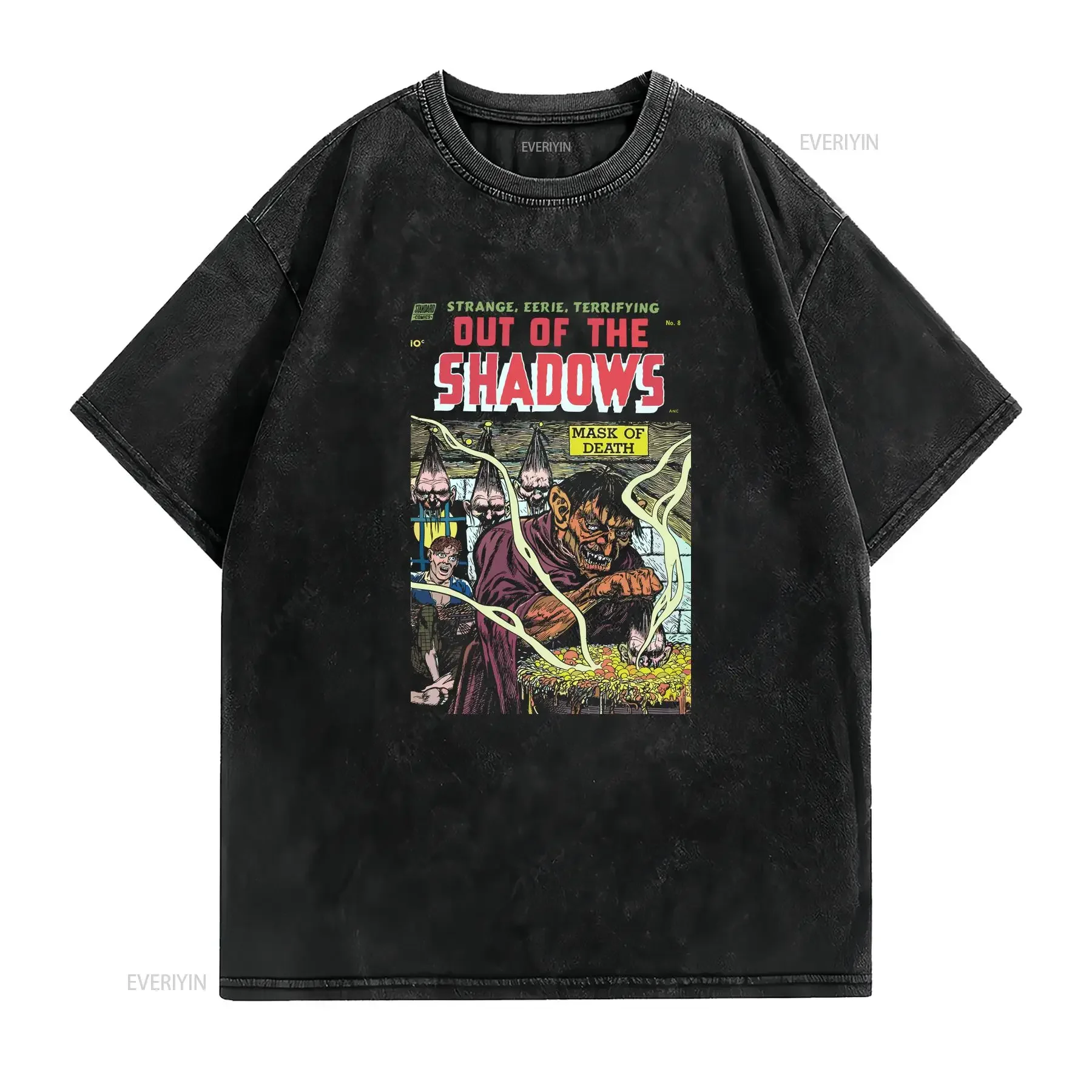 Out of the Shadows No 08 April 1953 Black  T Shirt vintage Washed graphic streetwear Top For Everyday Wear Unisex Breathable
