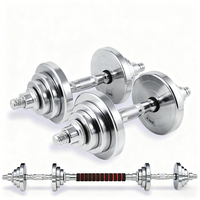 Adjustable Chrome Steel Dumbbell Set 15kg 20kg 30kg Electroplated Non-Slip Handle For Home Gym Fitness Studio Strength Training