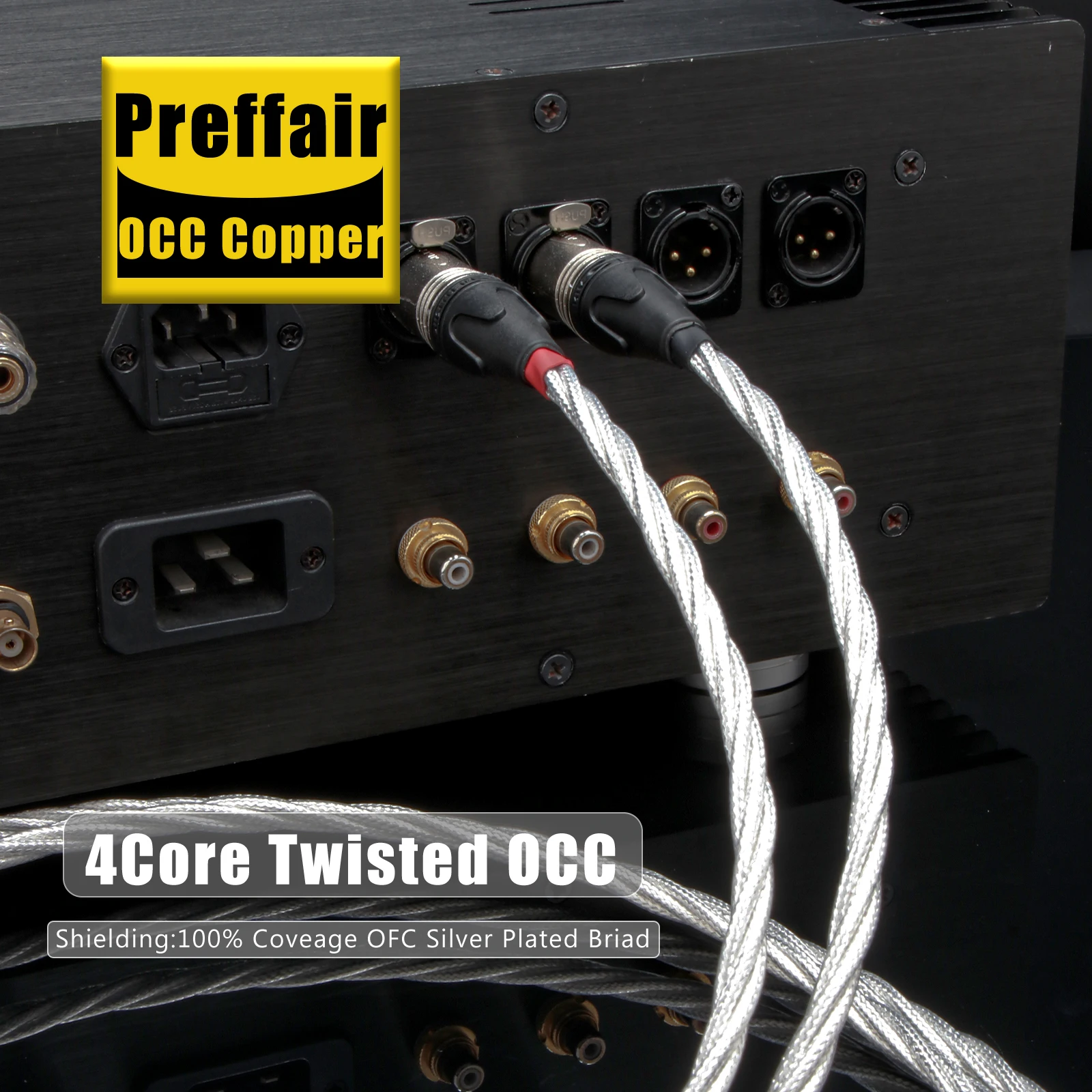 Hiif XLR Cable OCC Silver Plated XLR Audio Cable OFC Briad Shielding with Aluminum Alloy XLR Balanced Plug for ampplifiner Dac