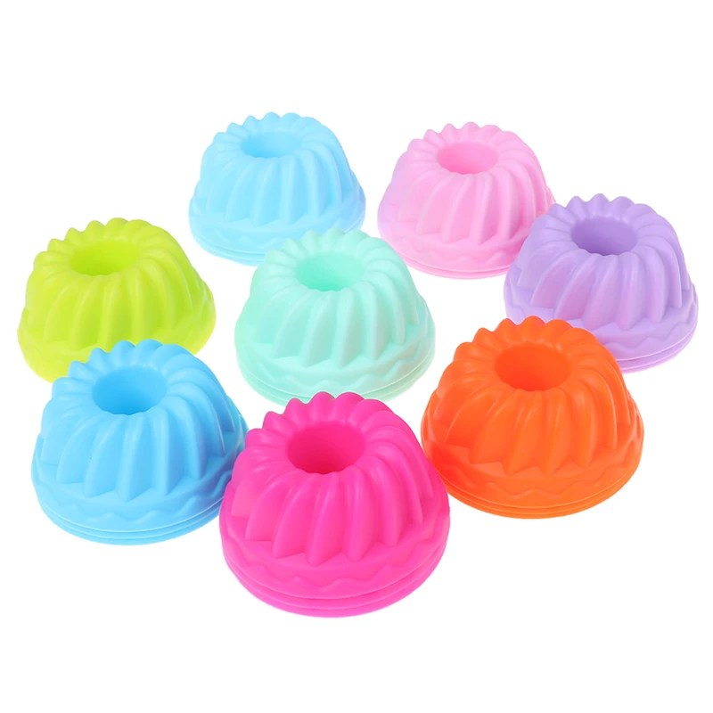 12 unids/set uso de grado alimenticio sin BPA molde de pastel de silicona Multicolor redondo calabaza Muffin taza hornear moldes de pastel de silicona Color aleatorio