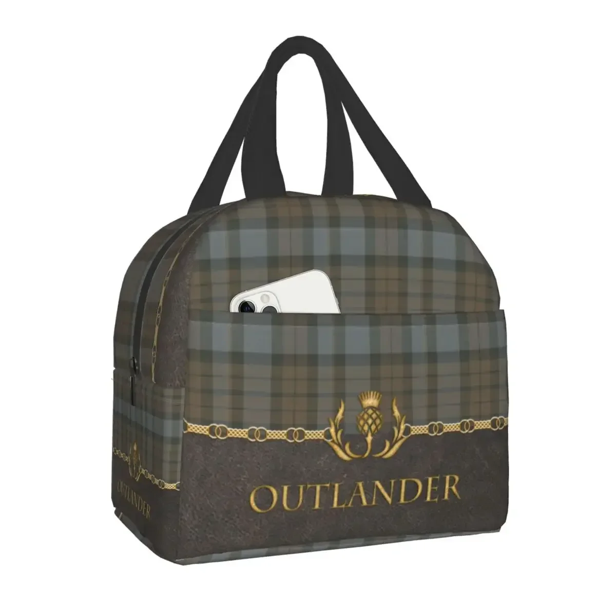 Luxury Tartan Outlander Lunch Bag Portable Plaid Check Thermal Cooler Food Insulated Lunch Box For Kids School Picnic Bags