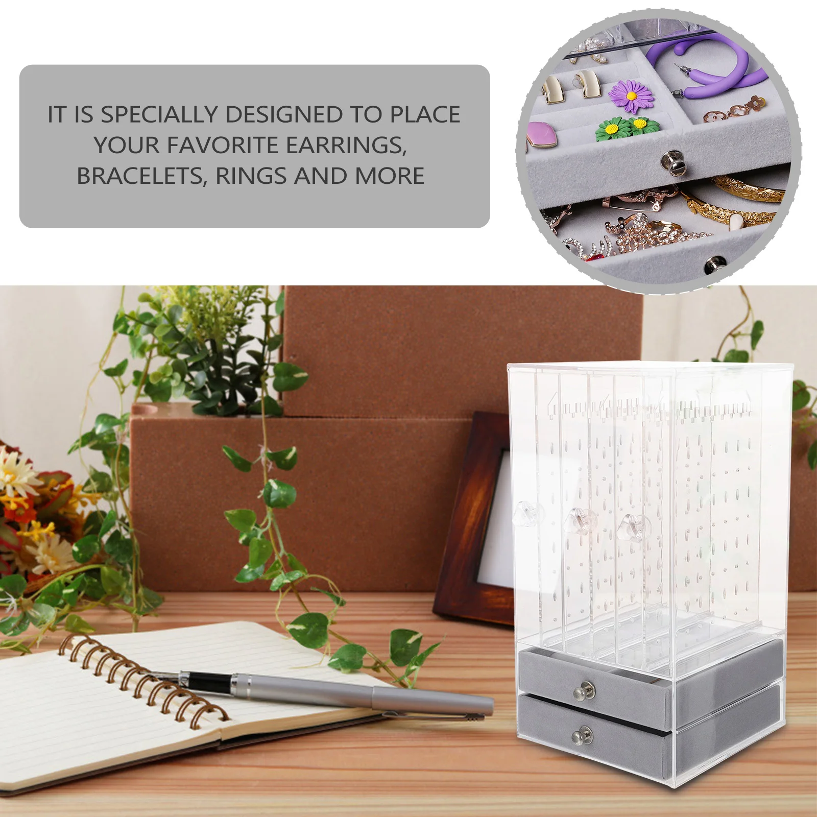 

1 Set Jewelry Storage Box Earring Display Rack Necklace Stand Bracelet Holder Desktop Organizer Durable Sturdy Premium Material