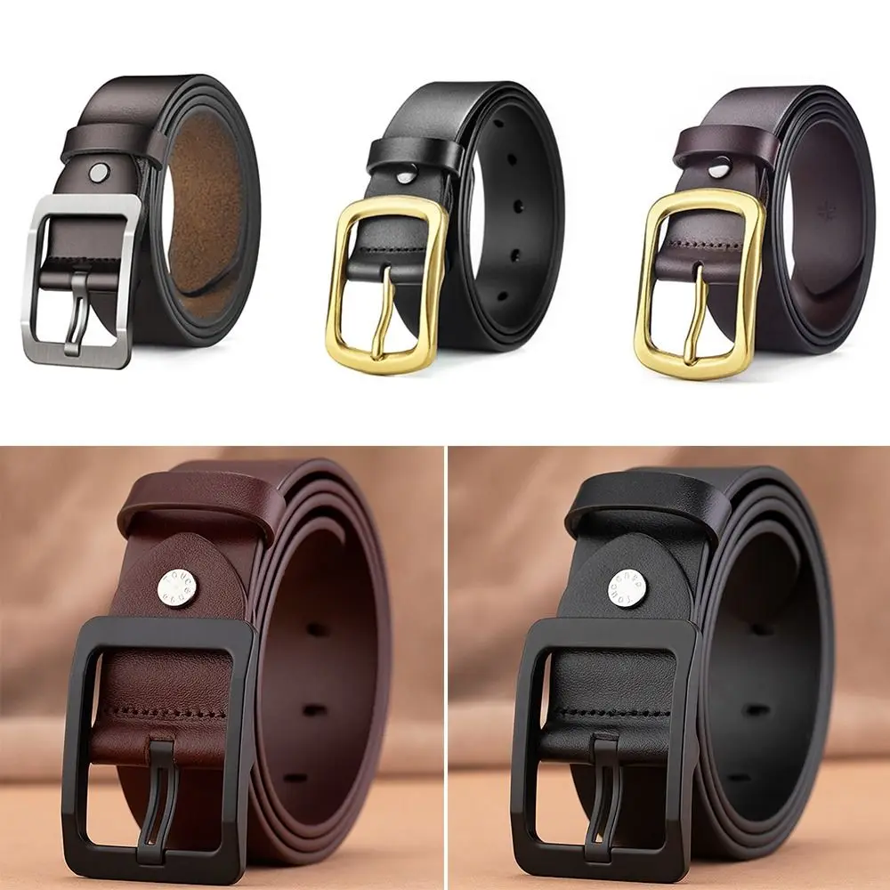 Man Retro Leather Belt Pin Casual Buckle Jeans Black Belt Business Casual Luxury Brand Vintage Strap Waistband
