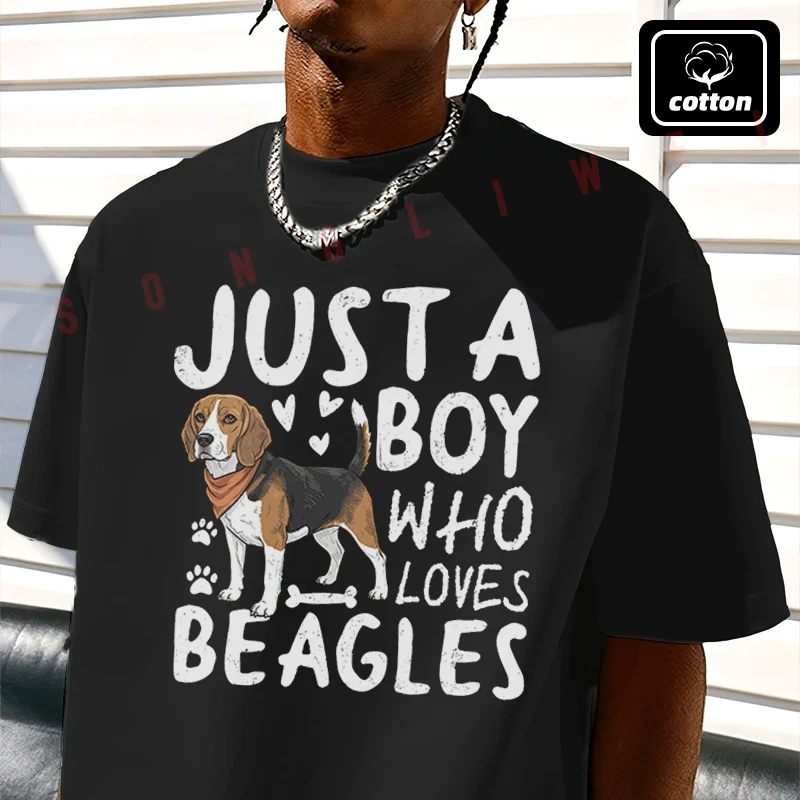 

Beagle Dog Lover Graphic Motorcycle T-Shirt Men's Black Cotton TShirt New Summer Casual O-neck Short Sleeve Tees