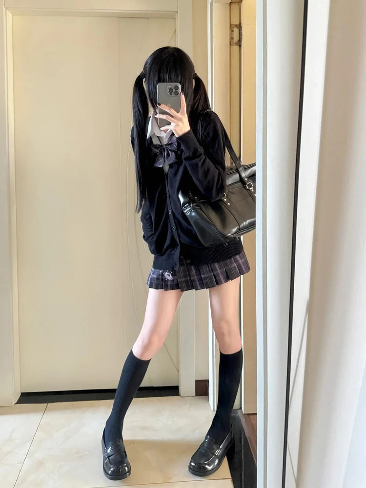 

Японский комплект Sle JK orm, вязаный кардиган для колледжа, универсальный длинный свитер свека, верхняя одежда для студентов, осень...